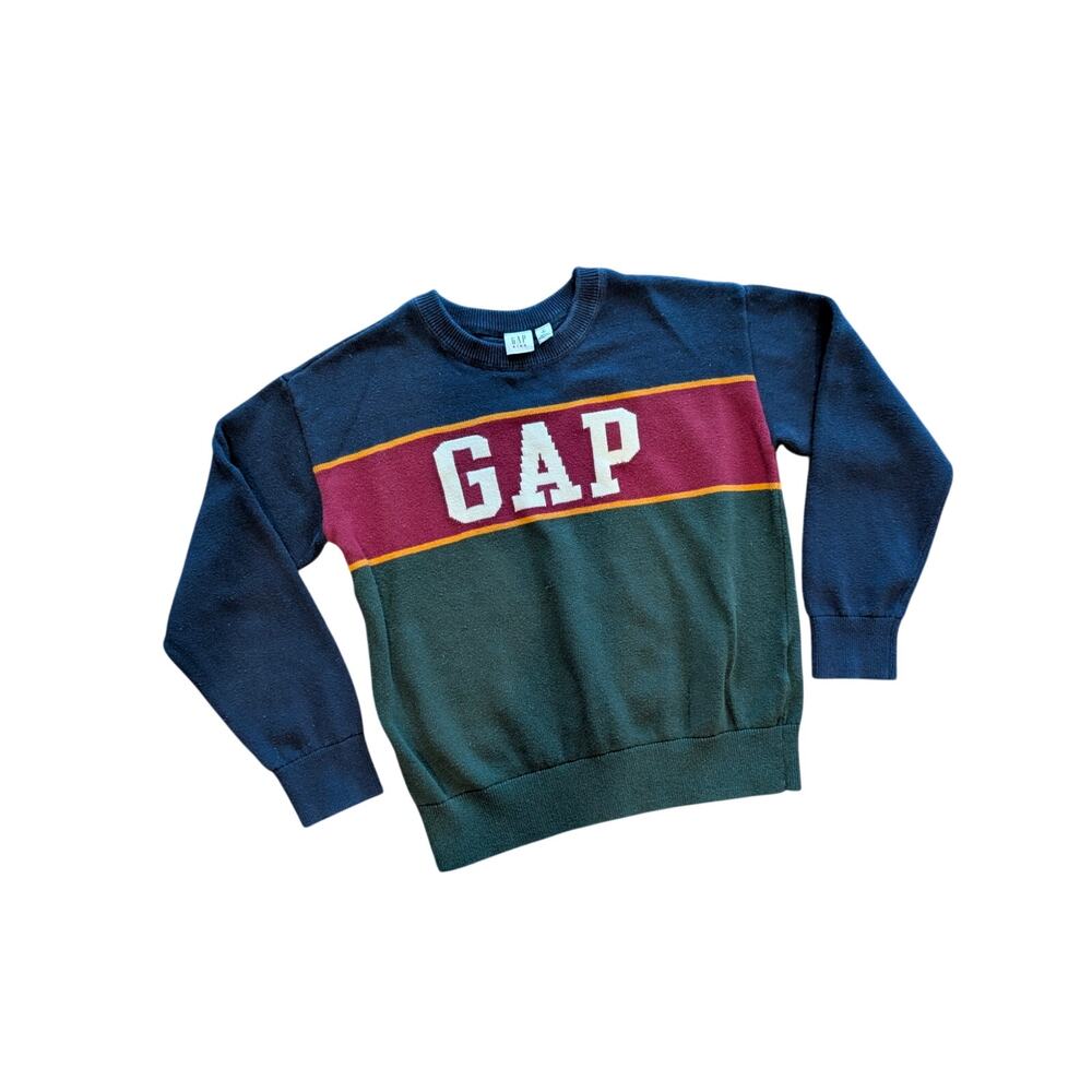 Gap Kids Boys Tops, Striped Gap Logo Crew Neck Sweater, Sz 8